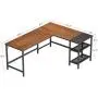 CubiCubi L Shape Computer Desk with Storage Shelf Study Writing Table for Home Office, Modern Simple Style PC Desk, Black Metal Frame, Espresso CubiCubi L Shape Computer Desk with Storage Shelf Study Writing Table for Home Office, Modern Simple Style PC Desk, Black Metal Frame, Espresso