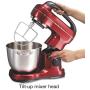 Hamilton Beach Electric Stand Mixer, 4 Quarts, Dough Hook, Flat Beater Attachments, Splash Guard 7 Speeds with Whisk, Red