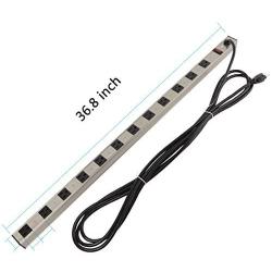 Power Strip Heavy Duty Metal 12 Outlets Power Socket with 15ft Long Cord and Circuit Breaker