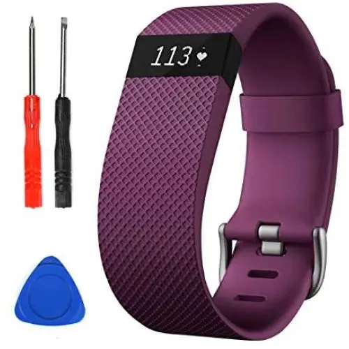 Sophili Bands Compatible for Charge Hr, Silicone Replacement Small Large with Metal Buckle Fitness Wristband Strap for Fitbit Charge HR / HR1(Purple/L) Sophili Bands Compatible for Charge Hr, Silicone Replacement Small Large with Metal Buckle Fitness Wristband Strap for Fitbit Charge HR / HR1(Purple/L)