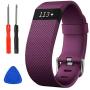 Sophili Bands Compatible for Charge Hr, Silicone Replacement Small Large with Metal Buckle Fitness Wristband Strap for Fitbit Charge HR / HR1(Purple/L)