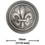 Bezelry 12 Pieces Fleur De LYS Domed Gray Silver Metal Shank Buttons 18mm (11/16 inch)
