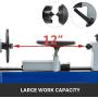 Mophorn Wood Lathe 8” x 12”,Benchtop Wood Lathe Variable Speed 500-3200RPM,Mini Wood Lathe for Wood Processing
