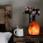 JIC Gem Himalayan Salt Lamp 4.5-6.5 lbs Pink Rock Crystal Natural Hand Carved Home Decor with Dimmer Switch, Wooden Base, 2 Bulbs, 7-8 inch