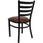 Flash Furniture HERCULES Series Black Ladder Back Metal Restaurant Chair - Burgundy Vinyl Seat