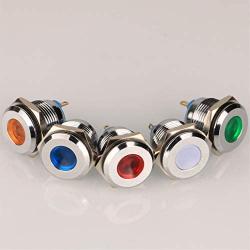 Gebildet 5pcs 16mm 12V-24V Stainless Steel Waterproof LED Indicator Light Metal Shell Pilot Custom Dash Signal Lamp Concave Head