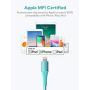 Xcentz iPad Charger 6ft, MFi Certified iPhone Charger Braided Nylon Lightning Cable with Premium Metal Connector Apple Charging Cable for iPhone 11/XS/Max/XR/X/8/7/6S/6 Plus, iPad Mini/Air-Blue