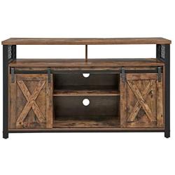 VASAGLE TV Stand for 55-inch TVs with Sliding Barn Doors, Entertainment Center and Media Console, TV Cabinet with Adjustable Storage Shelves, Industrial, Rustic Brown and Black ULTV46BX