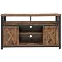 VASAGLE TV Stand for 55-inch TVs with Sliding Barn Doors, Entertainment Center and Media Console, TV Cabinet with Adjustable Storage Shelves, Industrial, Rustic Brown and Black ULTV46BX