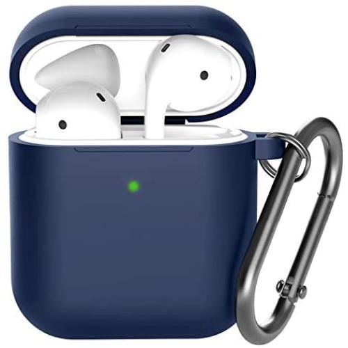 Airpods Case , BELONGME Airpods Silicone Case Cover with Keychain, 360°Protective AirPods Accessories Kits Shockproof Airpods Case Compatible with Apple Airpods 2 &1 (Front LED Visible) Dark Blue