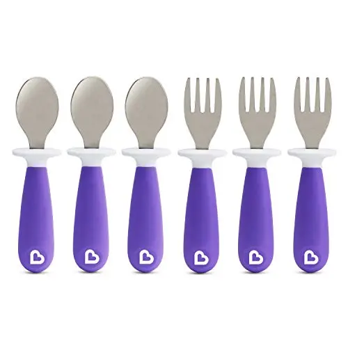 Munchkin Raise Toddler forks and Spoons 6 Piece, Purple Munchkin Raise Toddler forks and Spoons 6 Piece, Purple