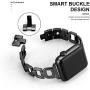 OULUCCI Stainless Steel Band Compatible Apple Watch Band 38mm 40mm Women Iwatch Series 6, SE, Series 5, Series 4, Series 3, Series 2 1 Accessories Metal Wristband D-Shape Sport Strap BLACK