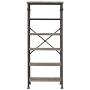 Hombazaar 6-Tier Tall Bookshelf, Vintage Industrial Metal Bookcase Display Rack and Storage Organizer for Living Room, Grey Oak