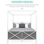 Best Choice Products 4-Post Queen Size Modern Metal Canopy Bed w/Mattress Support, Built-in Headboard, Footboard, Classic, Customizable Design - White