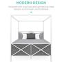 Best Choice Products 4-Post Queen Size Modern Metal Canopy Bed w/Mattress Support, Built-in Headboard, Footboard, Classic, Customizable Design - White