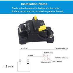 WOHHOM 100 Amp Circuit Breaker DC 12V -48V Waterproof 30A-300A Manual Reset Fuse Inverter for Trolling Motor Auto Car RV Marine Boat Current Overload Protection (100A)