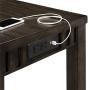 BOWERY HILL Montego Multipurpose Home Bar Living Room Sofa Table Set with 3 Upholstered Stools in Dark Walnut and Gray Fabric