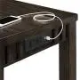 BOWERY HILL Montego Multipurpose Home Bar Living Room Sofa Table Set with 3 Upholstered Stools in Dark Walnut and Gray Fabric BOWERY HILL Montego Multipurpose Home Bar Living Room Sofa Table Set with 3 Upholstered Stools in Dark Walnut and Gray Fabric