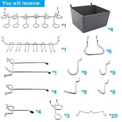 Pegboard Hooks Assortment with Pegboard Bins, Peg Locks, for Organizing Various Tools, 80 Piece