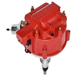 A-Team Performance HEI Complete Distributor 65K Coil, 6 Cylinders Compatible with AMC Incline 6 Jeep Straight 232, 242, 258 in One Wire Installation, Red Cap