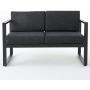 GDF Studio Nealie Patio Furniture ~ 4 Piece Outdoor Aluminum Chat Set (Dark Grey)