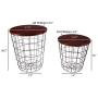 Lavish Home Nesting End Tables with Storage (Cherry)