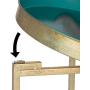Kate and Laurel Celia Round Metal Foldable Tray Accent Table, Teal with Gold Base