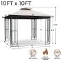 AsterOutdoor 10x10 Outdoor Gazebo for Patios Canopy for Shade and Rain with Corner Shelves, Soft Top Metal Frame for Lawn Backyard and Deck, 99% UV Rays Block, CPAI-84 Certified, Beige