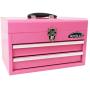 APOLLO TOOLS Pink Metal Tool Box with Deep Top Compartment and 2 Drawers in Heavy-Duty Steel Chest With Ball Bearing Opening And Powder Coated Finish - Pink Ribbon - DT5010P