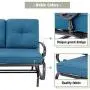 Incbruce Outdoor Swing Glider Rocking Chair Patio Bench for 2 Person, Garden Loveseat Seating Patio Steel Frame Chair Set with Cushion, Peacock Blue