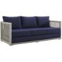 Modway EEI-2923-GRY-NAV Aura Outdoor Patio Wicker Rattan, Sofa, Gray Navy