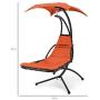 Best Choice Products Outdoor Hanging Curved Steel Chaise Lounge Chair Swing w/Built-in Pillow and Removable Canopy, Orange