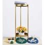 LITA Plant Stand with 2 Tier Tall Metal Flower Plants Pot Holder Display Shelf for Indoor or Outdoor Plants Corner Display - Glod Dia. 10'' x H 30''