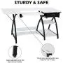 TUFFIOM 57-Inch Sewing Craft Table, Specialized Sewing Machine Shelf, Enlarged Cutting Space, Sturdy Multifunctional Computer Desk with Storage Drawer, Adjustable Height, Ideal for Home Indoor Use TUFFIOM 57-Inch Sewing Craft Table, Specialized Sewing Machine Shelf, Enlarged Cutting Space, Sturdy Multifunctional Computer Desk with Storage Drawer, Adjustable Height, Ideal for Home Indoor Use