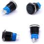 Taiss 12V 19mm Blue Light Illuminated Sign Car LED light bar Push Button Switch 1NO 1NC 3/4'' Mounting Hole Raised Latching Black Metal Toggle Switch BK-L19-CD-BU