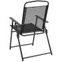 Flash Furniture Nantucket 6 Piece Black Patio Garden Set with Table, Umbrella and 4 Folding Chairs