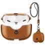 Leather Case for Airpods Pro Case with Leather Neck Lanyard Keychain, UTOPER Full Protective Portable Cover for Airpods Pro 3 Generation 2019 Shockproof Support Wireless Charging Case(Brown)