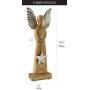 AuldHome Wooden Angel Christmas Statue; Farmhouse Holiday Decor Wood and Metal Figurine