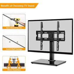 Universal TV Stand Tabletop Base with Swivel Mount for 27 32 37 40 42 46 50 55 inch LCD LED Plasma Flat Screens, Height Adjustable TV Base Replacement,Tempered Glass Base,Holds up to 88lbs