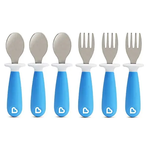 Munchkin 6 Count Raise Toddler Forks and Spoons, Blue, 12+ Munchkin 6 Count Raise Toddler Forks and Spoons, Blue, 12+