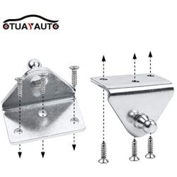 OTUYAYUTO 10mm Ball Studs Gas Spring Lift Support Mounting Bracket, for Prop and Strut - 4Pcs with 12 Stainless Steel Sheet Metal Screws