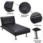 YAHEETECH Faux Leather Chaise Lounge Indoor Convertible Chaise Futon Tufted Chaise Daybed with Chrome Metal Legs Converts to Recliner/Bed