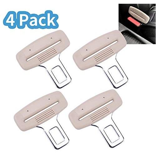 Car Seat Belt Clips 4Pack Universal Car Belt Buckle Stopper Metal Rust Proof Durable (beige)