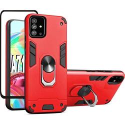 Samsung Galaxy A71 4G Screen Protector Folmeikat 360 Degree Rotating Metal Ring Cover with Kickstand Protective Phone Case (NOT for Samsung A71 5G/5G UW) 6.7'' (Red)