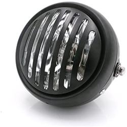 TASWK 6 1/2'' Motorcycle Headlight Grill Head Lamp Cafe Racer Bobber Chopper (Clear Lens)