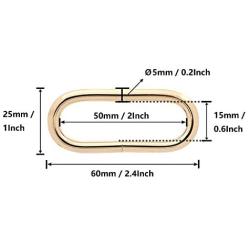 BIKICOCO 2 Metal Oval Ring Buckle Loops Non Welded for Leather Purse Bags Handbag Straps, Light Gold - Pack of 6