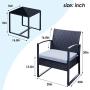 Viewee 3 Pieces Patio Rattan Sets, Modern Outdoor Furniture with 2 PE Rattan Chairs, 2 Thicker Cushions and 1 Square Metal Side Table for Indoor and Outdoor Porches, Decks and Balconies