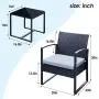 Viewee 3 Pieces Patio Rattan Sets, Modern Outdoor Furniture with 2 PE Rattan Chairs, 2 Thicker Cushions and 1 Square Metal Side Table for Indoor and Outdoor Porches, Decks and Balconies Viewee 3 Pieces Patio Rattan Sets, Modern Outdoor Furniture with 2 PE Rattan Chairs, 2 Thicker Cushions and 1 Square Metal Side Table for Indoor and Outdoor Porches, Decks and Balconies