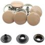 Trimming Shop 10 Sets 15mm Snap Fasteners with 4 Part Press Studs, Lightweight, Durable Metal Nickle Free Poppers for Leather Crafts, Jackets, Bags, Straps, Clothes Repair Light Beige