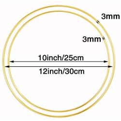 8 Pieces Metal Rings, DIY Wreath Gold Metal Rings Macrame Rings for Crafts, Dream Catcher, Baby Mobile, Wedding and Home Decor (Gold, 12 Inch, 10 Inch)